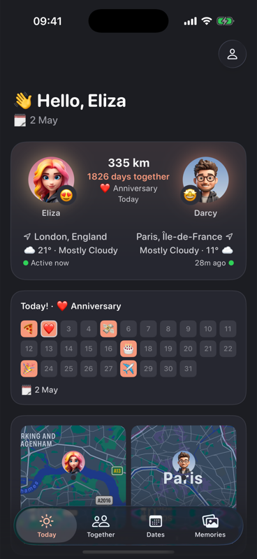 CoupleOS Today screen