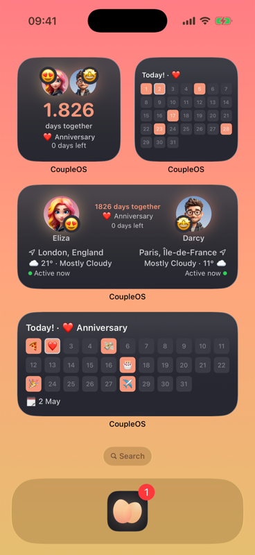CoupleOS counter & calendar widgets